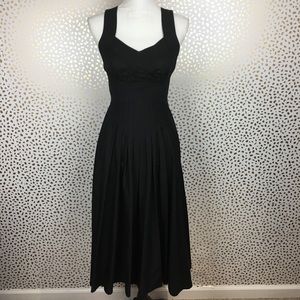 Charles Chang Lima Black Pleated Front Dress